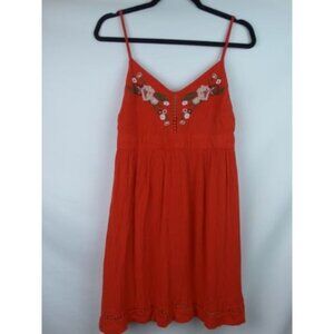 Guess Womens Dress Size Medium Orange Floral Embroidered Sleeveless Summer Dress
